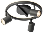 Reflektor sufitowy czarny GU10 50 mm 3-punktowy okrągły z podświetleniem i przełącznikiem 3-stopniowym - Back Up