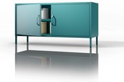 Szafka RTV metalowa na nóżkach morska, 1150x595x400 mm: ROSA Modern