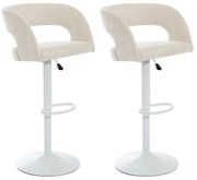 Zestaw 2 stołków barowych z tkaniny i białego metalu - Regulowana wysokość - Kremowy - LAJUNIA
