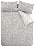 Szara flanelowa pościel dwuosobowa 230x220 cm Grace Floral Leaf – Catherine Lansfield