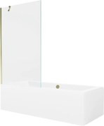 Mexen Cube wanna prostokątna 170 x 80 cm z obudową i parawanem 1-skrzydłowym 100 cm, transparent, złoty - 550517080X9510000050