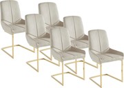 Zestaw 6 krzeseł z weluru i złotego metalu - Beżowy - BERLONA