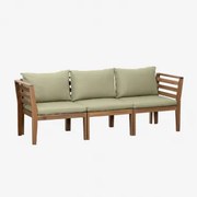 Filips 3-częściowa Modułowa Sofa Ogrodowa Z Podłokietnikami Z Drewna Akacjowego Awokado - Sklum