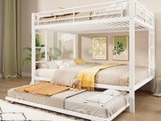 Łóżko piętrowe 140x200 cm - z łóżkiem wysuwanym - Wyskie barierki bezpieczeństwa - biały (materac nie jest w zestawie)