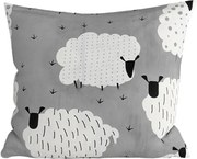 Polibawełniana poszewka na poduszkę WHITE SHEEPS 45x45 cm, szary