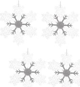 Zestaw dekoracji świątecznych Płatek śniegu, 4 szt., biały, 23 x 1 x 26 cm