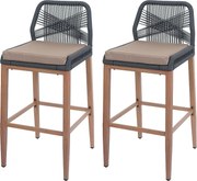 Stołek barowy MCW-O21 (zestaw 2 szt.),  antracyt, poduszka taupe