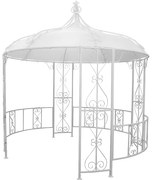 Pawilon ogrodowy TILCARA z metalu w stylu kutego żelaza, 300 × 290 cm (śr. × wys.) – kolor biały