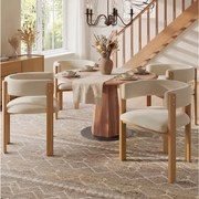 Zestaw 4 krzeseł do jadalni ergonomicznych - 54,5 x 44 x 72,5 cm - z wyściółką i nogami z żelaza - flanela - beżowy i naturalny