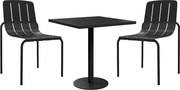 Metalowy zestaw ogrodowy: stół dł. 70 cm i 2 składane krzesła - Czarny - BALVORA od MYLIA