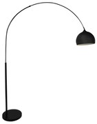 Lampa podłogowa duża łukowa - Metal i marmur - wys. 180 cm - Czarny mat - OMBRAGE