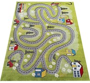 Zielony dywan z uliczkami do pokoju dziecka L2-C54