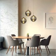 NETTLIFE Lampa wisząca z szarego szkła średnica 28 cm G9 z 3 lampami, nowoczesna kolorowa lampa stołowa do jadalni, lampa do salonu w kuchni