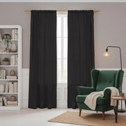 Zasłona gotowa MATOWA czarna Oxford Line na taśmie 140x250