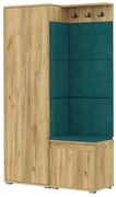 Nowoczesna garderoba do przedpokoju dąb craft + zieleń butelkowa W8-N03