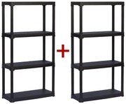 Regał plastikowy TEMPO 1+1 GRATIS, 1320x700x300 mm, 4 półki