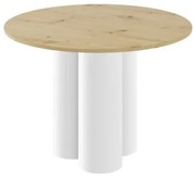 Stół okrągły RAVEO 100x100 dąb/biały połysk HUBERTUS