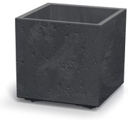 Donica z wkładem Sierra Square Beton Effect 38,5 x 38,5 x 37 cm czarny beton PROSPERPLAST