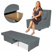 Fotel rozkładany funkcja spania KIMO pojemnik na pościel Family Meble szary