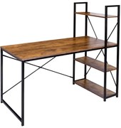 Metalowe biurko z regałem na książki postarzany dąb E1-C75