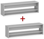 Ławka szatniowa z półka na obuwie 1+1 GRATIS, wzmocniona, 1500 mm, szara