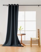 Czarna zasłona OXFORD 140x250 cm Zawieszanie: Metalowe pierścienie