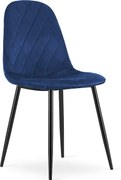 Krzesło Valora DAPI w kolorze granatowego aksamitu z metalowymi nogami x1