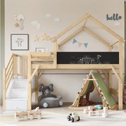 Łóżko piętrowe 90 x 200 cm – sosna – białe i naturalne – materac nie jest wliczony w cenę