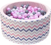 Suchy Basen Z Kulkami 90x40 Cm - Zygzak Różowy - 200 Piłeczek