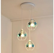 Żyrandol dziecięcy na lince STARS 3xE27/15W/230V turkusowy/biały