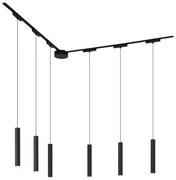 Nowoczesny system oświetlenia szynowego z 6 czarnymi lampami wiszącymi jednofazowymi - Magnetic Cassie
