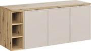 Szafka pod umywalkę nablatową BELLA CASHMERE 120cm kaszmir/dąb artisan - zestaw 140 cm z regałem i blatem COMAD