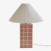 Lampa Stołowa Z Kamionki I Lnu Troms Różowa - Sklum