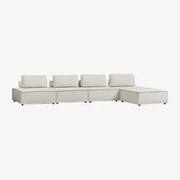 4-częściowa Modułowa Sofa I Pufa W Tkaninie Vermont Tkaniny Beżowy Krem - Sklum