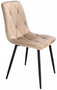 Beżowe pikowane krzesło welurowe N3-S75