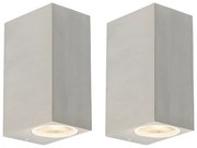 Zewnetrzna Zestaw 2 Nowoczesnych lamp ściennych aluminiowych 2-światłowych IP44 - BalenoDesignerski Oswietlenie zewnetrzne