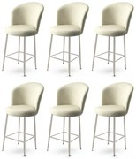 Zestaw krzeseł barowych Alte Cream and Chrome, 6 szt., 6 szt.