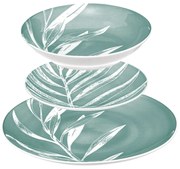 Porcelanowa zastawa stołowa dla 6 osób, wzór liści, 18 elementów