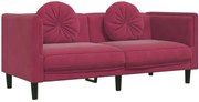 Aksamitna kanapa z poduszkami winna czerwień T3-D59