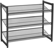 Półka na buty IDA, 3 półki, 74x31x63cm, czarna SongmicsHome