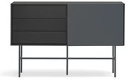 Czarno-antracytowa niska komoda z drzwiami przesuwnymi 140x91 cm Nube – Teulat