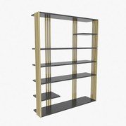 Elegancki regał w kolorze antracytowo-złotym, 120 x 160 x 29,6 cm | Płyta wiórowa pokryta melaminą w 100%, grubość 18 mm | Nowoczesne rozwią