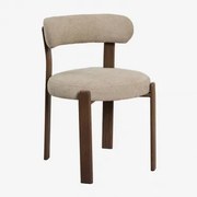 Jolie Tapicerowane Krzesło Jadalniane Z Żelaza Ciemna Czerń & Brązowa Szenila Pszeniczna - Sklum