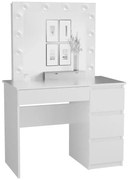 Biała skandynawska toaletka z lustrem scenicznym M2-H83