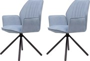 Zestaw krzeseł 2 szt. - tkanina i czarny metal - jasnoniebieski - JANSON