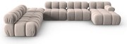Jasnobrązowy aksamitny narożnik modułowy (lewostronny/w kształcie litery U) Bellis – Micadoni