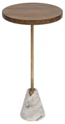 Stolik kawowy marmur i drewno, Ø 35,5 cm
