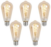 Zestaw 5 Inteligentna ściemniana żarówka LED E27 ST64 bursztynowa 4,9W 320lm 2500K