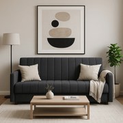 Sofa z Funkcją Spania PORTO Wersalka Rozkładana Dwuosobowa Szara Nowoczesna do Salonu