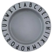 Szary głęboki talerz dla dzieci Design Letters Eat &amp; Learn, ø 15,5 cm